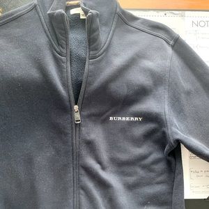 Navy blue burberry zip up sweater